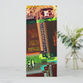 レトロギークパーティー・カラフル電子プリント基板・Nerdy 招待状 (スタンド正面)