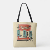 レトロクイーンクリームヴィンテージ60s 70sモーテルサイン トートバッグ (裏面)