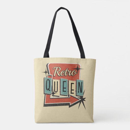 レトロクイーンクリームヴィンテージ60s 70sモーテルサイン トートバッグ (裏面)