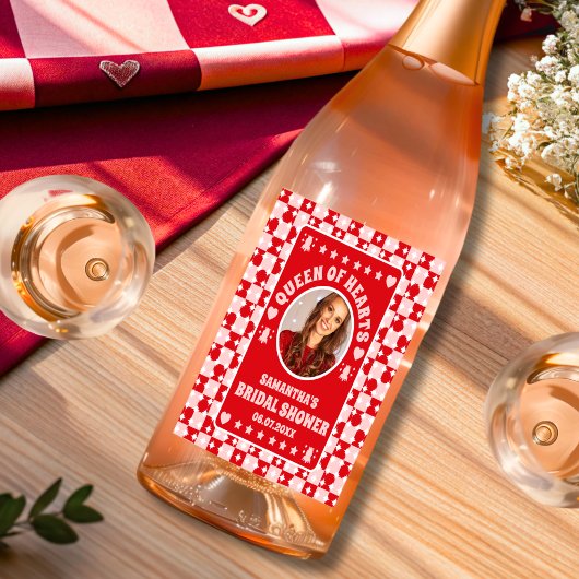レトロクイーン・オブ・ハートブライダルシャワー写真 ワインラベル