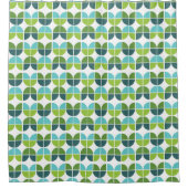 レトロクォーターブルーグリーン シャワーカーテン (正面)