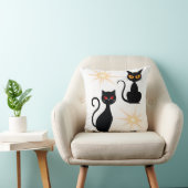 レトロクッション付き黒猫/ クッション (椅子)