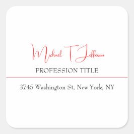 レトロクラシカルプレーンシンプルレッドホワイト スクエアシール