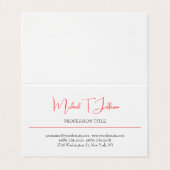 レトロクラシカルプレーンシンプルレッドホワイト 名刺 (外部フラット)