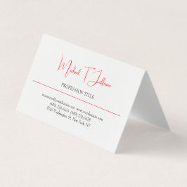 レトロクラシカルプレーンシンプルレッドホワイト 名刺