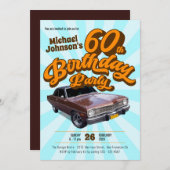 レトロクラシックおもしろい60th誕生日パーティー 招待状 (正面/裏面)