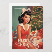 レトロクラシックイラストレーションクリスマス主婦 シーズンカード (正面/裏面)