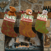 レトロクラシックウィリアムモリスレッド/グリーンカスタム スモールクリスマスストッキング