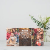 レトロクラシックウッドメ素朴リークリスマスグリーティング シーズンカード (スタンド正面)