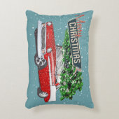 レトロクラシックカーメリークリスマスハッピーニューイヤー アクセントクッション (正面(垂直))