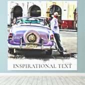 *~*レトロクラシックカーヴィンテージアンティークマン キャンバスプリント (インサイチュ (ウッドフロア))