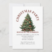 レトロクラシックキュートクリスマスツリー 招待状 (正面)