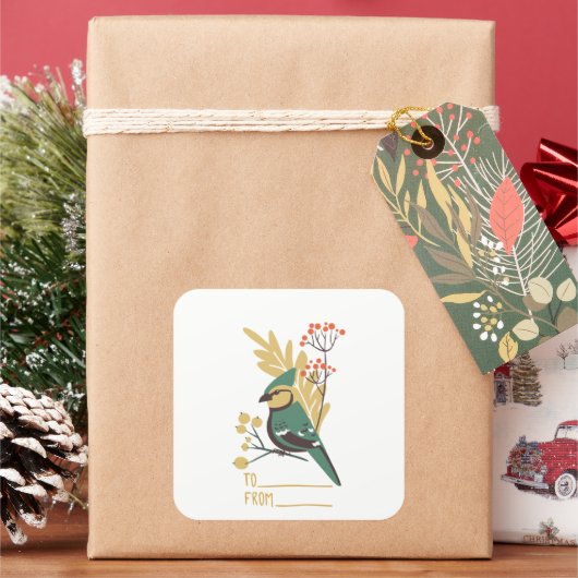 レトロクラシックギフトラベルシール スクエアシール (クリスマス)