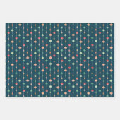 レトロクラシッククリスマスオーナメントオンダークブルー ラッピングペーパーシート (正面3)