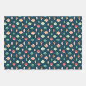 レトロクラシッククリスマスオーナメントオンダークブルー ラッピングペーパーシート (正面)