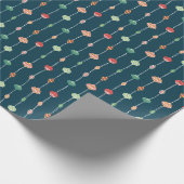 レトロクラシッククリスマスオーナメントオンダークブルー ラッピングペーパー (角)