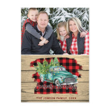 レトロクラシッククリスマストラックPHOTO Greeting