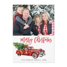 レトロクラシッククリスマストラックPHOTO Greeting