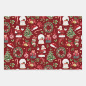 レトロクラシッククリスマスホリデーパターン ラッピングペーパーシート (正面)