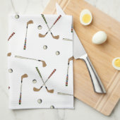 レトロクラシックゴルフゴルファーのクラブボールパターン キッチンタオル (四つ折り)