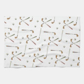 レトロクラシックゴルフゴルファーのクラブボールパターン キッチンタオル (横)