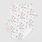 レトロクラシックゴルフゴルファーのクラブボールパターン ゴルフタオル (インサイチュ)