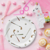 レトロクラシックゴルフゴルファーのクラブボールパターン ペーパープレート (パーティー)