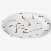 レトロクラシックゴルフゴルファーのクラブボールパターン ペーパープレート (アングル)