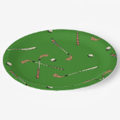 レトロクラシックゴルフゴルファーのクラブボールパターン ペーパープレート (アングル)