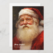 レトロクラシックサンタクロースは赤い帽子を微笑む シーズンカード (正面/裏面)