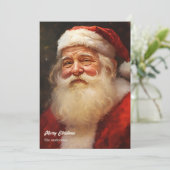 レトロクラシックサンタクロースは赤い帽子を微笑む シーズンカード (スタンド正面)