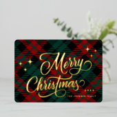 レトロクラシックスパークルメリークリスマス金ゴールド 箔シーズンカード (立ち正面)