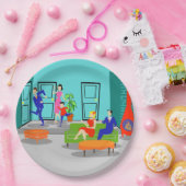 レトロクラシックテレビ紙プレート ペーパープレート (パーティー)