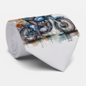 レトロクラシックバイクもしくは自転車に乗る人Motifグラフィックプリント ネクタイ (ロール)