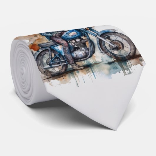 レトロクラシックバイクもしくは自転車に乗る人Motifグラフィックプリント ネクタイ (ロール)