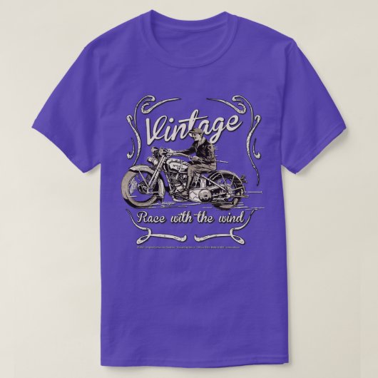 レトロクラシックバイクレースと風 Tシャツ (デザイン正面)