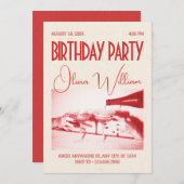 レトロクラシックバースデーパーティー 招待状 (正面/裏面)