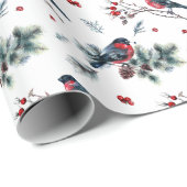 レトロクラシックパインコーンブランチクリスマスバード ラッピングペーパー (ロールコーナー)