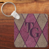 レトロクラシックパープルダイアモンドモノグラアーガイルム キーホルダー (正面)