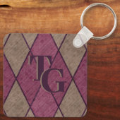 レトロクラシックパープルダイアモンドモノグラアーガイルム キーホルダー (裏面)
