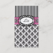 レトロクラシックピンクアンドブラックパリシック 名刺 (裏面)