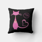 レトロクラシックピンクキティ猫ハートテールモノグラム クッション (裏面)