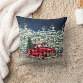 レトロクラシックフォレ素朴ストクリスマスレッドトラック クッション (ブランケット)