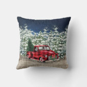 レトロクラシックフォレ素朴ストクリスマスレッドトラック クッション (裏面)