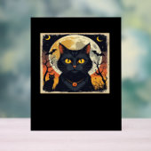 レトロクラシックブラックキャットハロウィーンTシャツクラシック アクリルサイン (ニュートラル)