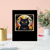 レトロクラシックブラックキャットハロウィーンTシャツクラシック アクリルサイン (ウェディング)