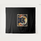 レトロクラシックブラックキャットハロウィーンTシャツクラシック タペストリー (正面(横))