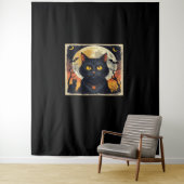 レトロクラシックブラックキャットハロウィーンTシャツクラシック タペストリー (インサイチュ)