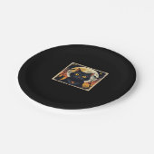 レトロクラシックブラックキャットハロウィーンTシャツクラシック ペーパープレート (アングル)