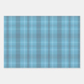レトロクラシックブルーとグレーの格子模様 ラッピングペーパーシート (正面)